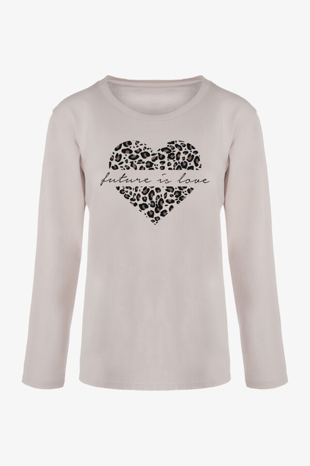 Kadın Sofi Touch Pamuklu Leopar Desenli Basic Pijama Takımı XL - Gri - Kahverengi