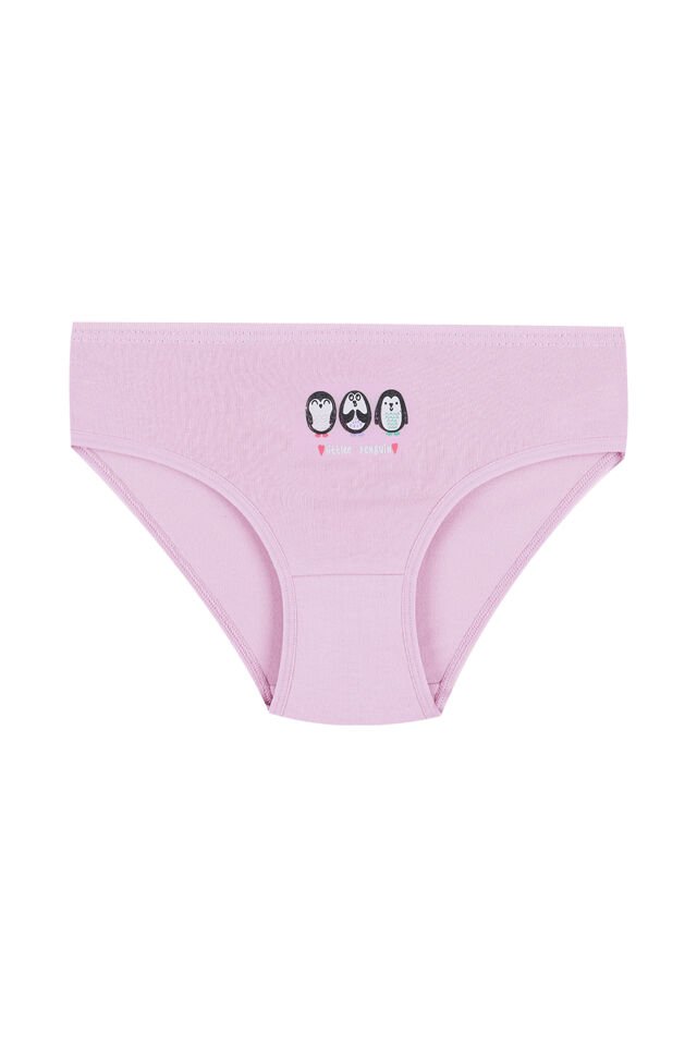 Kız Çocuk 6'lı Desenli Slip Pembe -  Beyaz - 7-9 Yaş