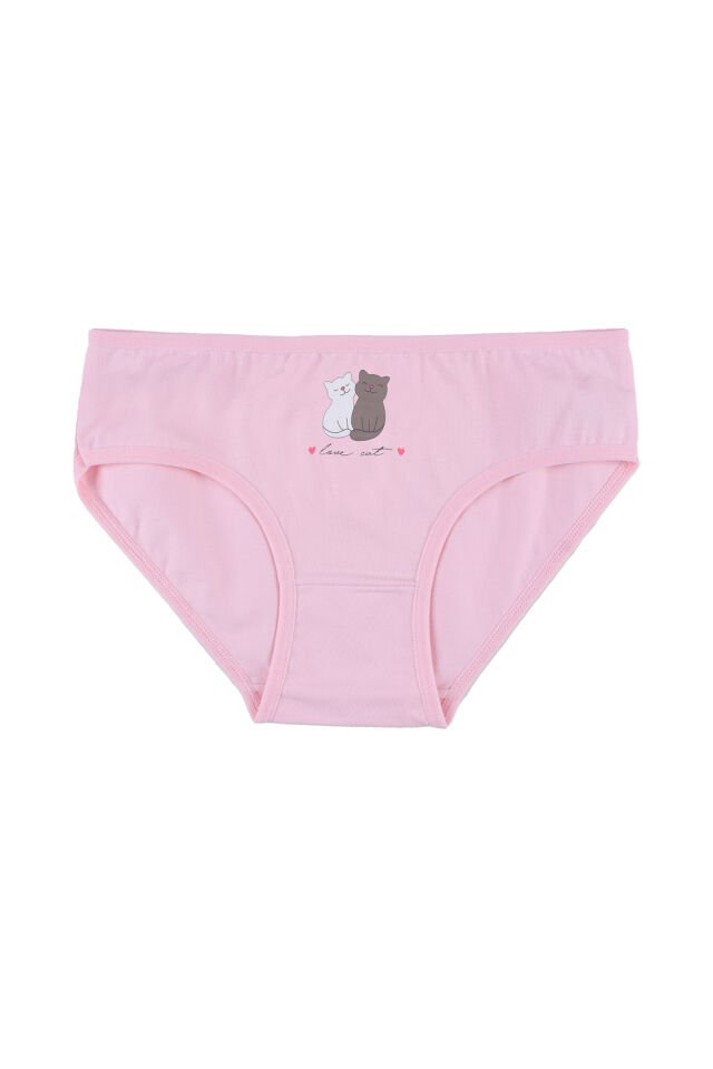 Kız Çocuk 6'lı Desenli Slip Pembe -  Beyaz - 7-9 Yaş