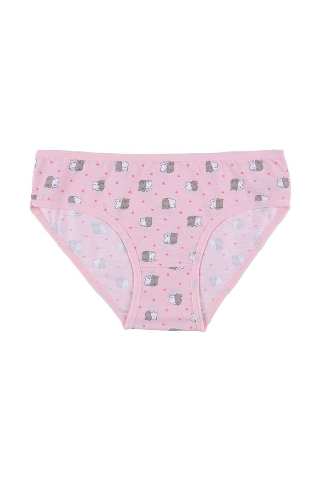 Kız Çocuk 6'lı Desenli Slip Pembe -  Beyaz - 7-9 Yaş
