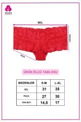 Sevgililer Günü Temalı Kadın 3'lü Dantelli Şort Boxer Külot