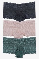Sevgililer Günü Temalı Kadın 3'lü Dantelli Şort Boxer Külot