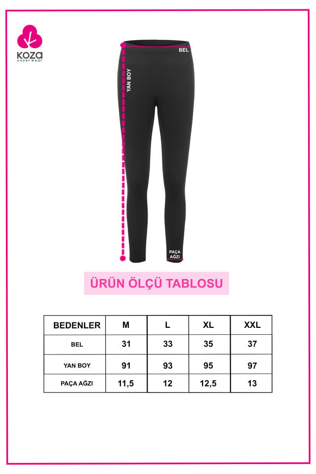 Kadın Kışlık Beyaz Pamuklu Termal Alt Siyah - M