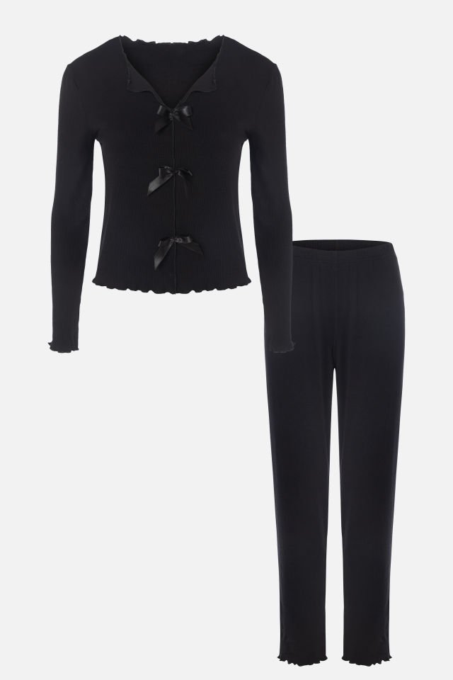 Kadın Viskon Yaka Dantel Lastik Detaylı V Yaka Kısa Kollu Pijama Takımı