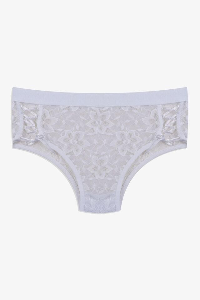 Kadın 3'lü Dantelli Yan Dekolteli Külot Siyahbeyazbordo - M - Siyahbeyazbordo - M