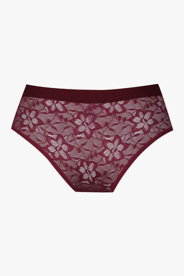 Kadın 3'lü Dantelli Yan Dekolteli Külot Siyahbeyazbordo - M - Siyahbeyazbordo - M