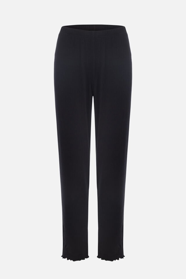 Kadın Viskon Yaka Dantel Lastik Detaylı V Yaka Kısa Kollu Pijama Takımı XL - Siyah