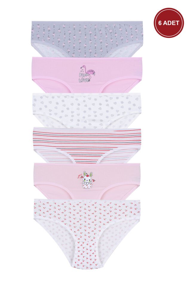 Kız Çocuk 6'lı Desenli Slip 9-11 Yaş