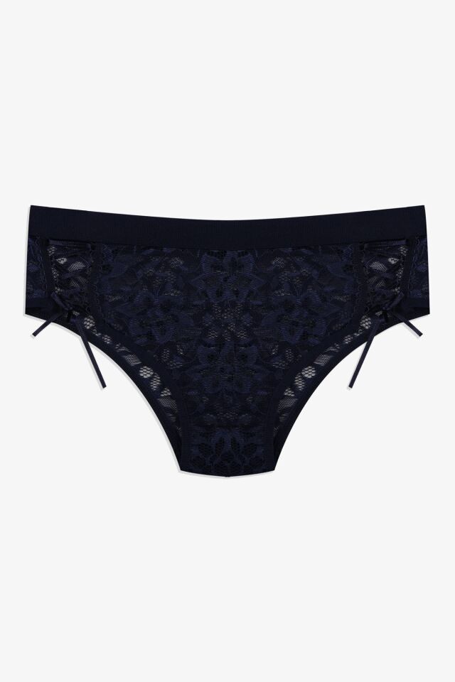 Kadın 3'lü Dantelli Yan Dekolteli Külot Siyahlacivertfusya - M - Siyahlacivertfusya - M