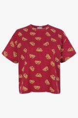 Kadın Pamuklu Kısa Kollu Ekru Ayıcık Desenli Crop Şort Takım KO7201Ş-4 Ekru Ayıcık Desen - L