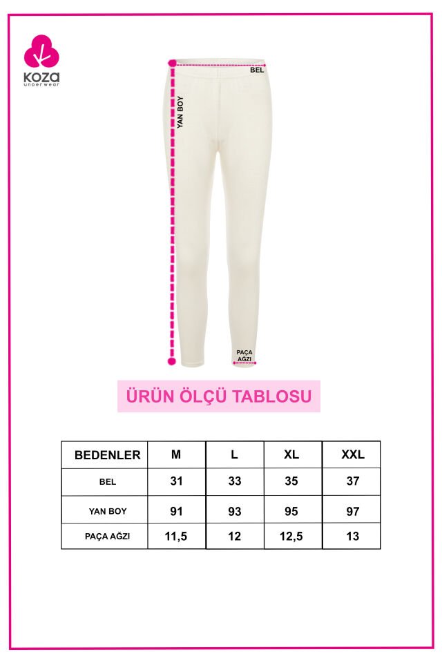 Kadın Kışlık Beyaz Pamuklu Termal Alt 2XL - Beyaz