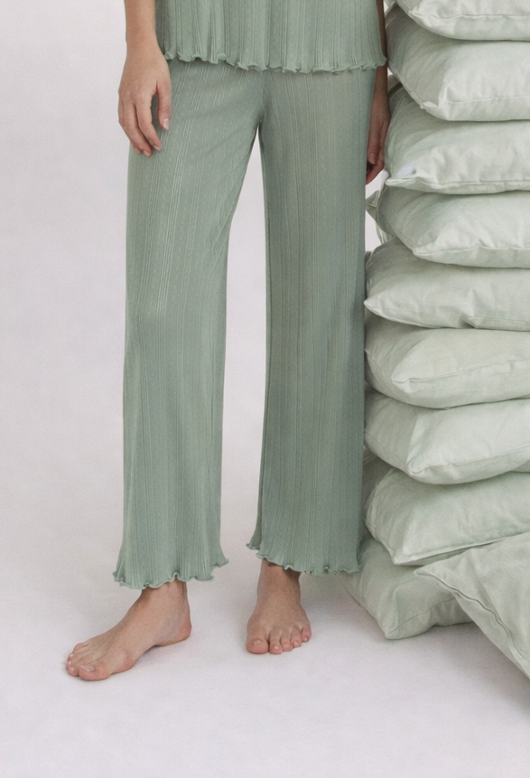 Kadın Pamuklu Kısa Kollu Baby Overloklu Pijama Takımı Yeşil - XL