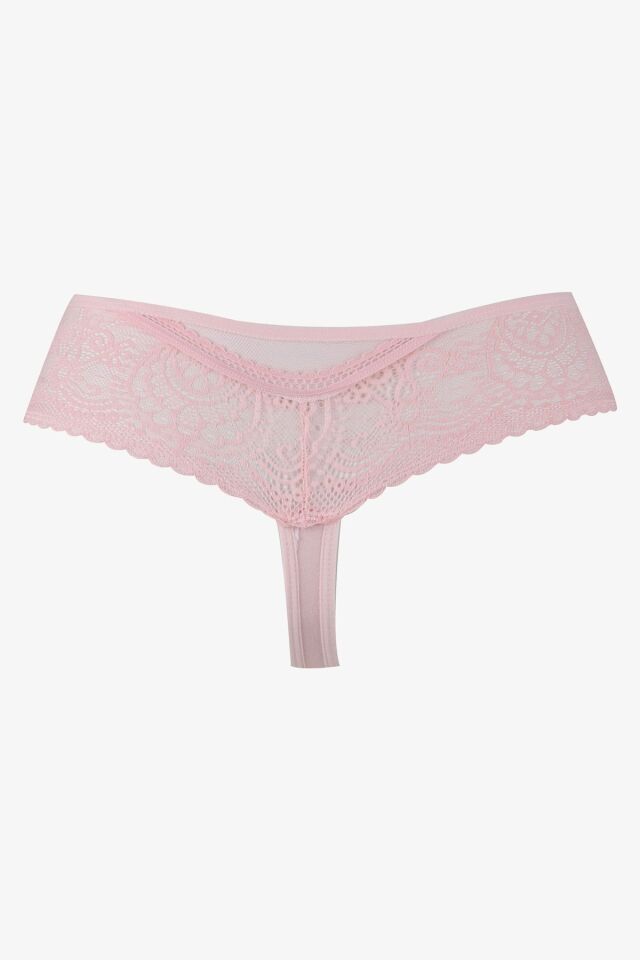 Kadın 3'lü Dantel Detaylı Tanga Siyahbeyazpudra - M - M - Siyahbeyazpudra