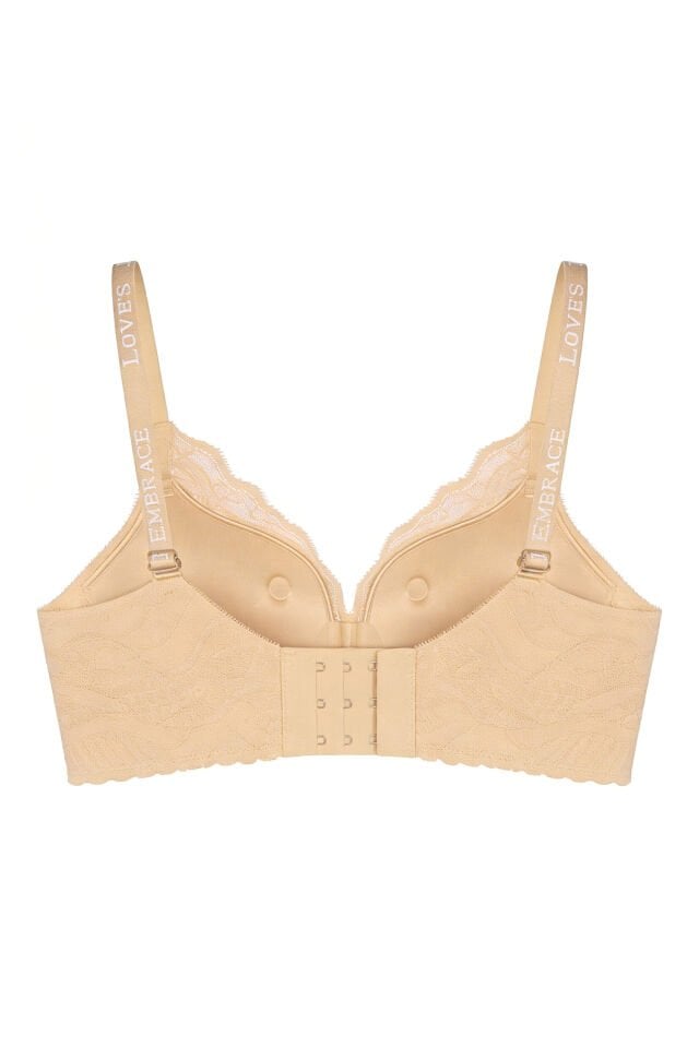 Kadın Dantelli Ön Ayarlı Döner Mekanizmalı Toparlayıcı Sütyen Ten - 85B