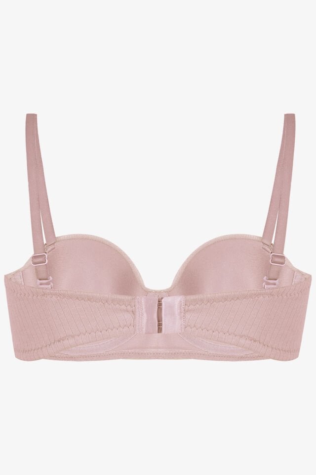 Kadın Dolgusuz Pamuklu Fitilli Straplez Sütyen 95B - Ten