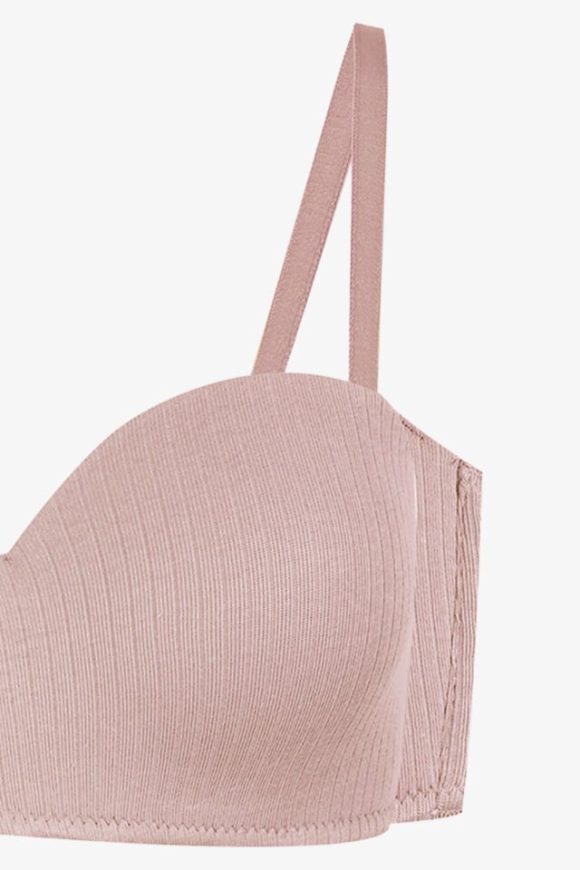 Kadın Dolgusuz Pamuklu Fitilli Straplez Sütyen 95B - Ten