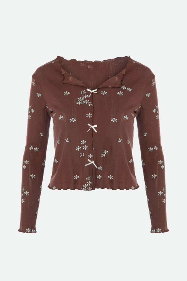 Sevgililer Günü Temalı Kadın Pamuklu Çıtır Çiçek Desenli Baby Overloklu Fiyonklu Uzun Kollu Pijama Takımı XL