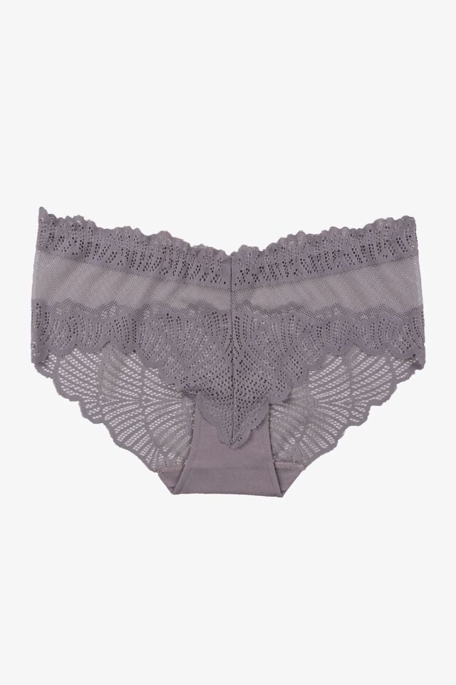 Kadın 3'lü Dantelli Külot Fümegkurusuvizon - M - Fümegkurusuvizon - M