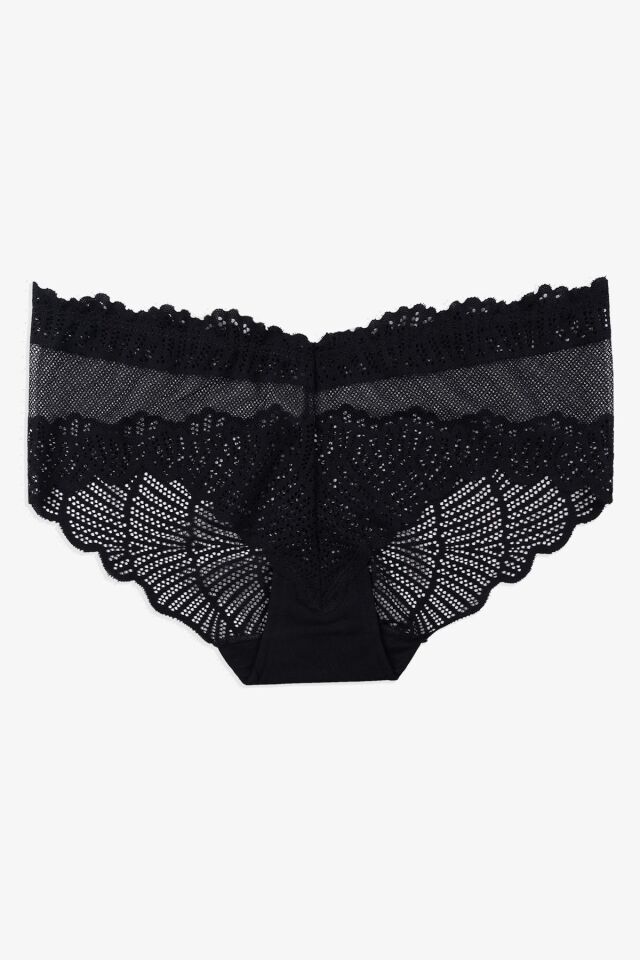 Kadın 3'lü Dantelli Külot Siyahbeyazgkurusu - M - Siyahbeyazgkurusu - M