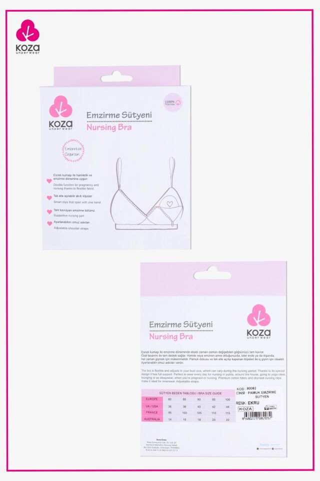 Kadın Pamuklu Emzirme Sütyeni 100 - Ekru