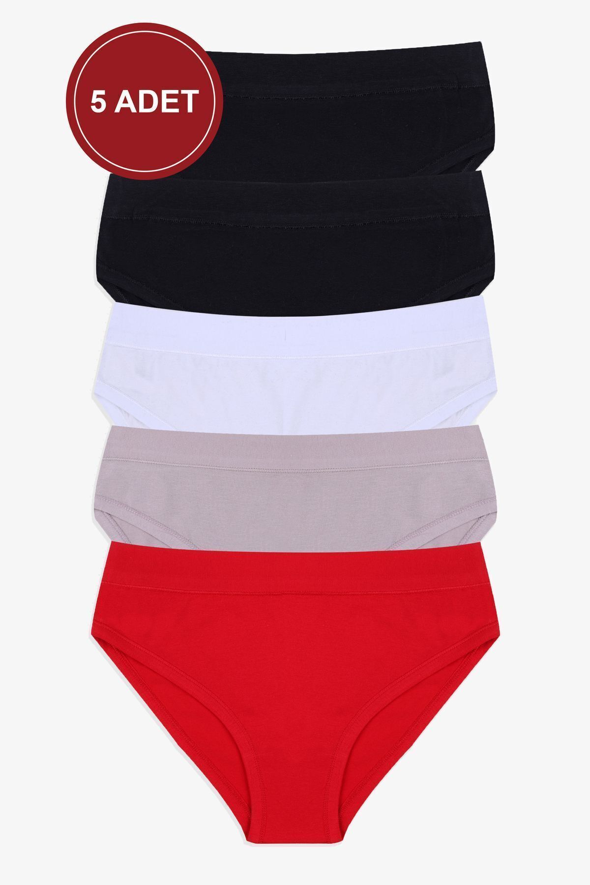 Kadın 5'li Biyeli Basic Külot 20887 - L - 20887 - L