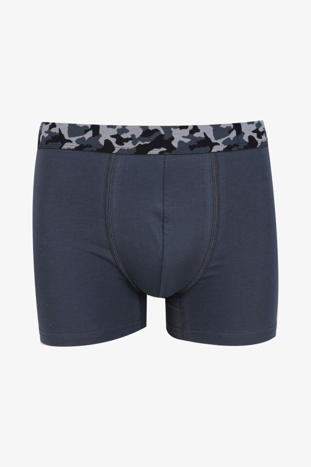 Erkek Tekli Pamuklu Likralı Boxer Füme - L