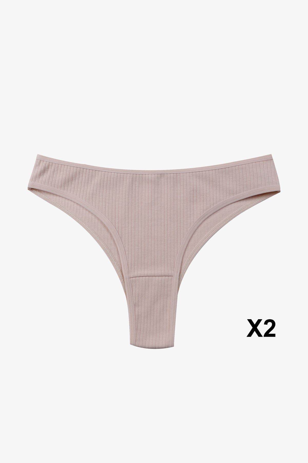 Kadın 5'li Fitilli Brazilian Külot Siyah - XL - Siyah - XL