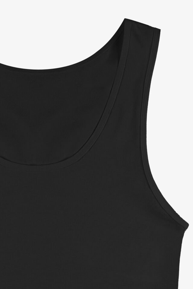 Kadın Kalın Askılı Pamuklu İkili Atlet L/XL - Siyah - Vizon