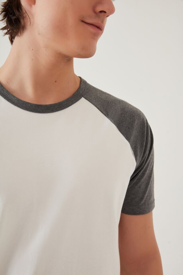 Erkek Pamuklu Cep Detaylı Reglan Kol Pijama Takımı 2XL - Gri - Ekru