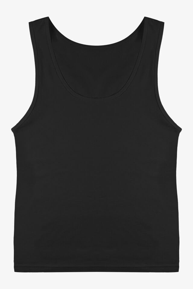 Kadın Kalın Askılı Pamuklu İkili Atlet  2XL - Siyah - Vizon