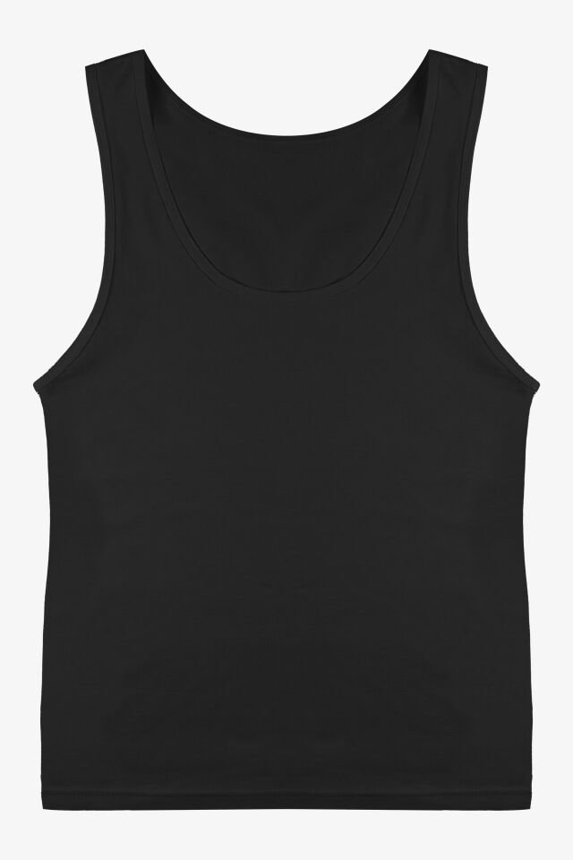 Kadın Kalın Askılı Pamuklu İkili Atlet 2XL - Siyah - Vizon