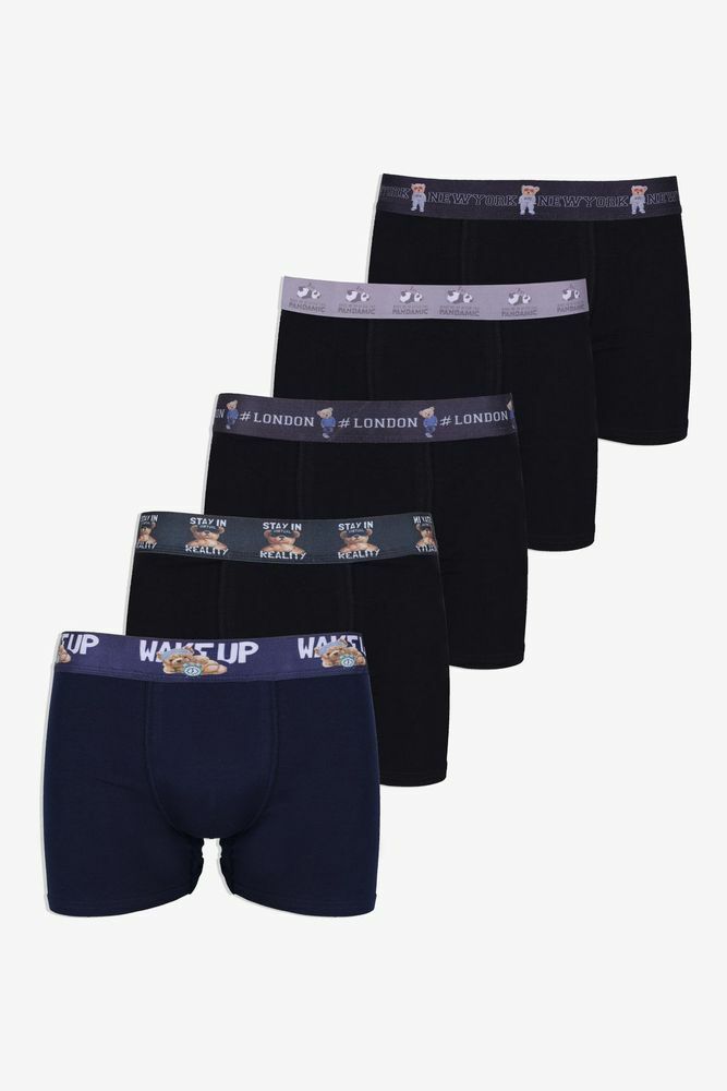 Erkek 5'li Pamuklu Likralı Renkli Lastikli Boxer (FARKLI LASTİK SEÇENEKLERİ)