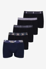 Erkek 5'li Pamuklu Likralı Renkli Lastikli Boxer (FARKLI LASTİK SEÇENEKLERİ)