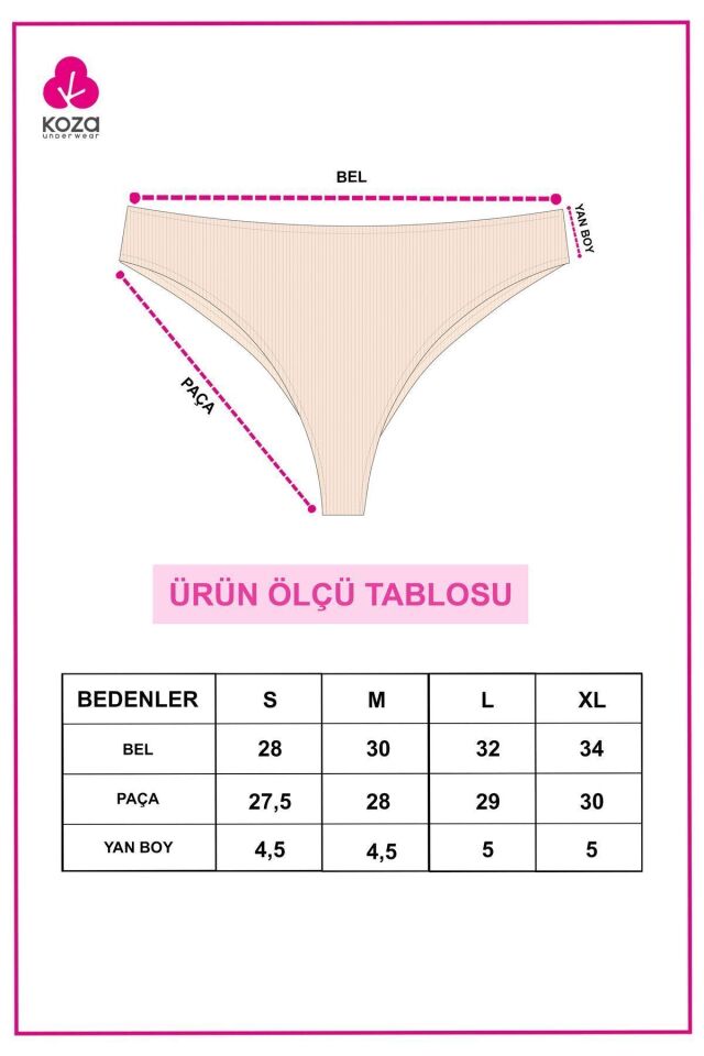 Kadın 5'li Fitilli Brazilian Külot Çok Renkli - M - Çok Renkli - M