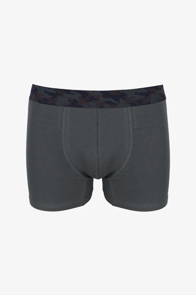 Erkek Tekli Pamuklu Likralı Boxer Haki - XL