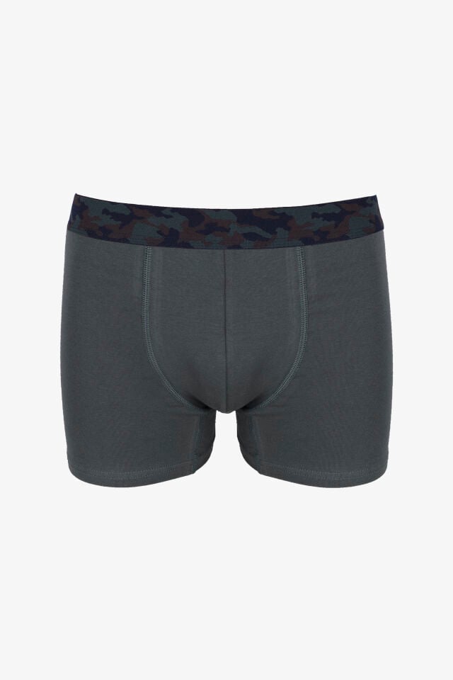Erkek Tekli Pamuklu Likralı Boxer Haki - XL