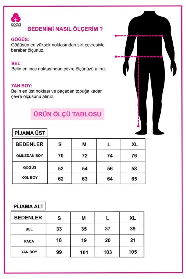 Erkek Pamuklu, Likralı, Düğmeli ve Cep Detaylı Pijama Takımı KO6301PJ-2 - M
