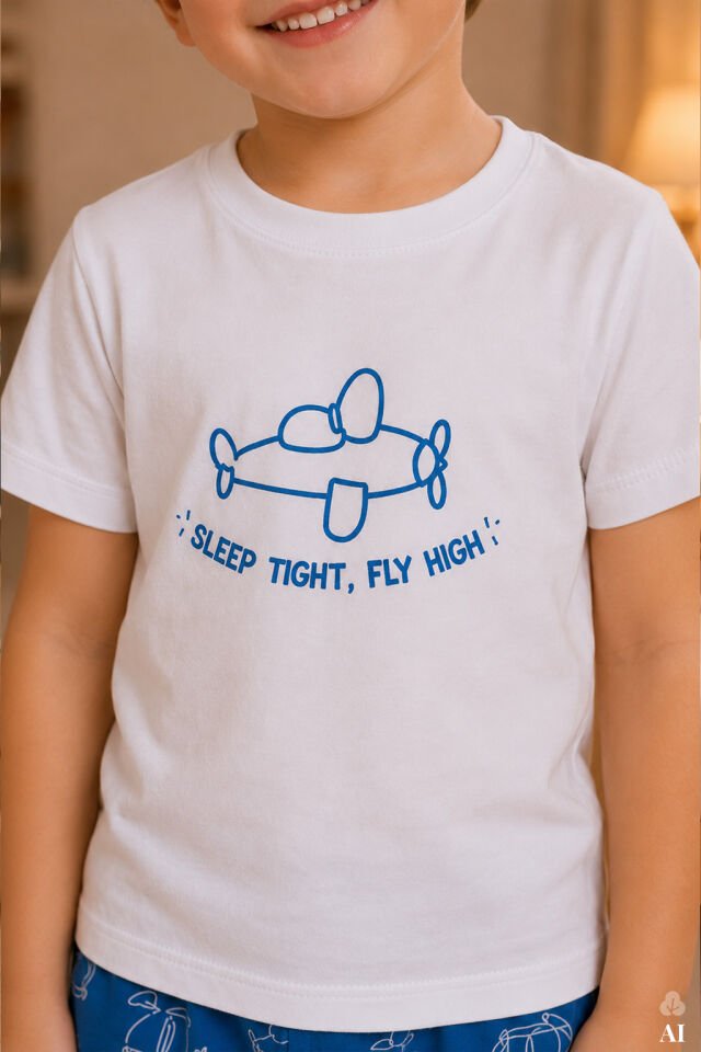 Erkek Çocuk Kısa Kollu Pamuklu Hayvan Desenli Pijama Takımı Mavi - 9-10 Yaş