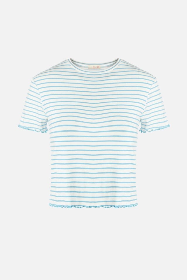 Kadın Baby Ovelok Detaylı Şortlu Pijama Takımı S - Mavi - Beyaz