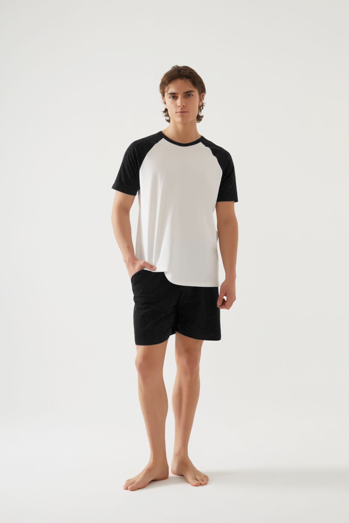 Erkek Pamuklu Cep Detaylı Reglan Kol Pijama Takımı 2XL