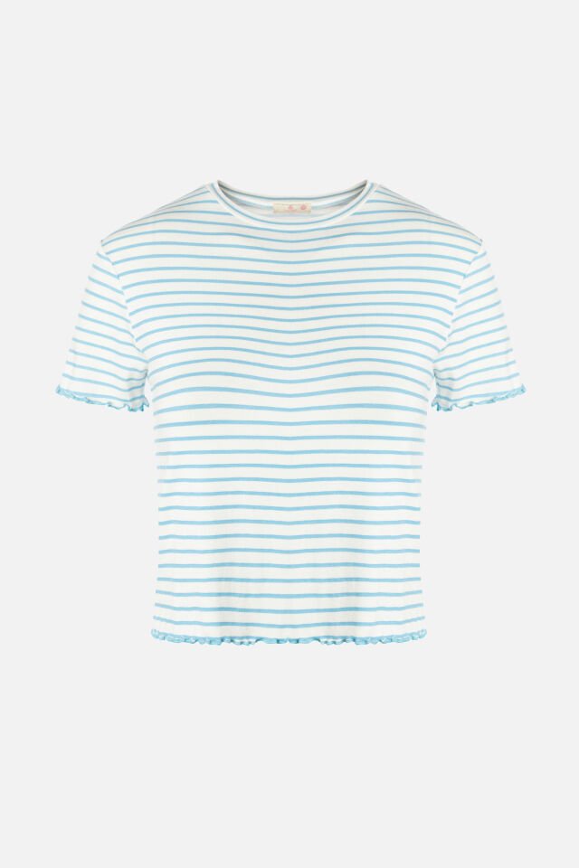 Kadın Baby Ovelok Detaylı Şortlu Pijama Takımı XL - Mavi - Beyaz