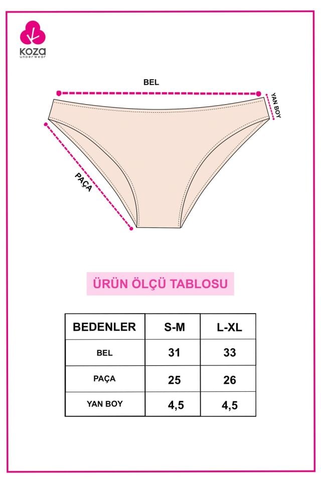 Kadın 5'li Desenli Pamuklu Likralı Külot 11090-179 - S/M