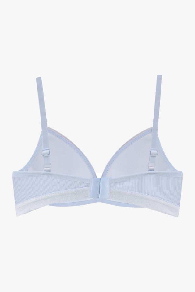 Kadın Fitilli Düğme Detaylı Sütyen Bebe Mavisi - 85B - Bebe Mavisi - 85B