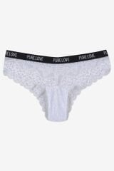 Kadın 4'lü Yazılı Lastikli Dantelli Fantezi Külot