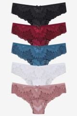 Kadın 5'li Dantelli Fantezi Brazilian Külot