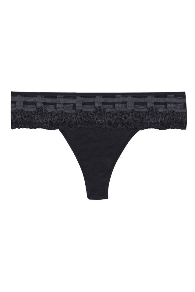Kadın Pamuklu Dantel Detaylı Tanga L - XL