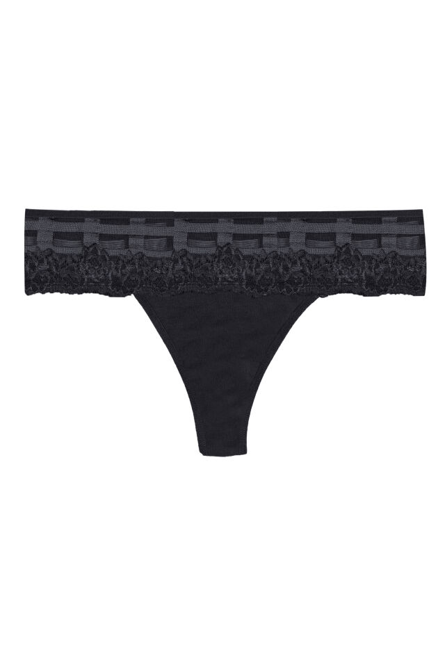 Kadın Pamuklu Dantel Detaylı Tanga L - XL