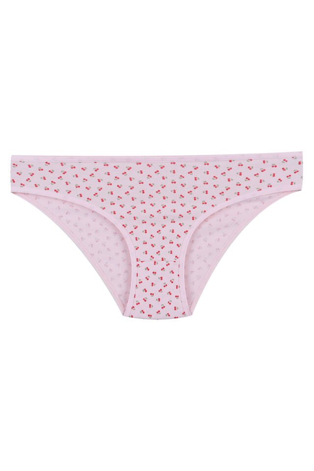 Kadın 5'li Desenli Pamuklu Likralı Külot Pembe - Ekru - S/M