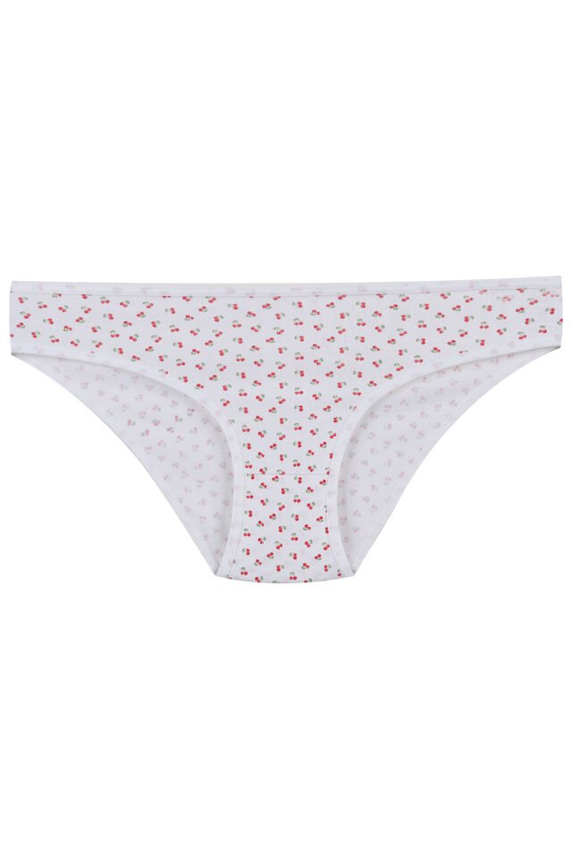 Kadın 5'li Desenli Pamuklu Likralı Külot Pembe - Ekru - L/XL