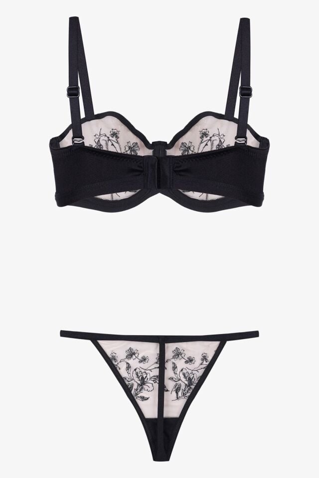 Kadın Siyah Brodeli Sütyen Takım Siyah - 75B - Siyah - 75B